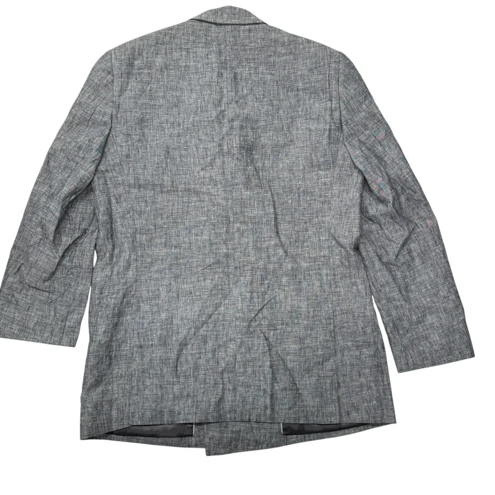Joseph Abboud White 100% Linen Double Breasted Blazer Jacket Mens 40 Long Gray